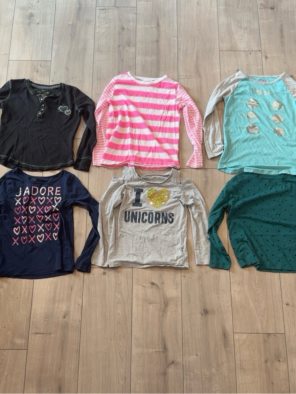 Girls Size 7/8 Long Sleeve Shirt Bundle – 6 Tops